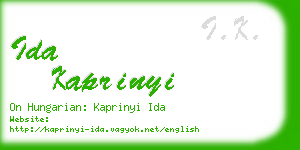 ida kaprinyi business card